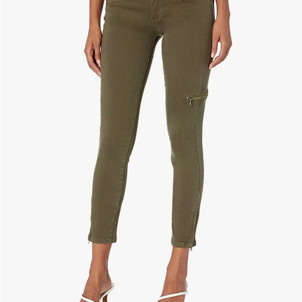 PAIGE Women's Daryn Zip Ankle Jeans-Olive Leaf 27